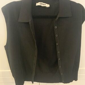 DKNY Black VEST Pullover with Branded Neck Label